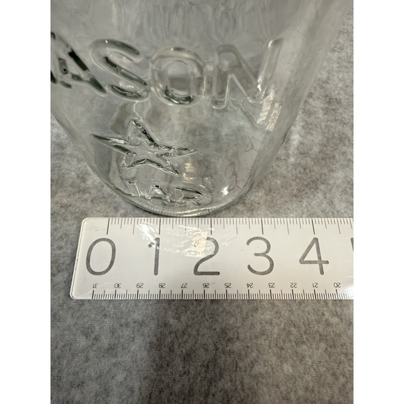Vtg Clear Glass 1 qt STAR Mason Jar Embossed Rustic Farmhouse Wedding Decor - Picture 9 of 12